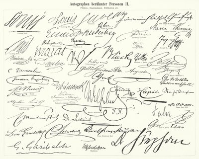 Autografer av kända personer: statsmän, prinsar, generaler, etc (gravyr) av German School