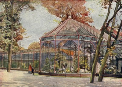 Voljär, Berlins zoologiska trädgård, Tyskland (färg litho) av German School