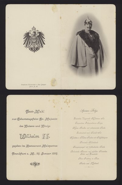 Bankett till ära av kejsar Wilhelm II av Tysklands födelsedag, Frankfurt, 27 januari 1897 (litho) av German School