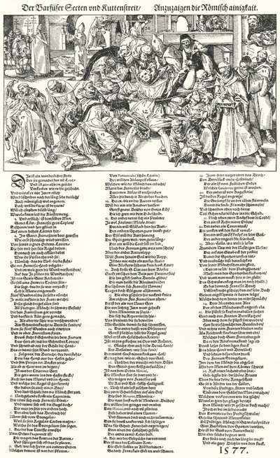 Barfotasekter och disputen om munkens vana (gravyr) av German School