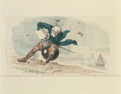Baron Munchausen (färg litho) av German School