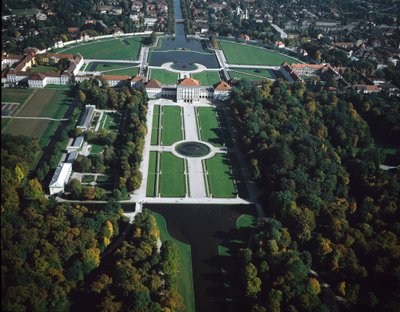 Barockkonst: Flygfoto över Nymphenburg Park 1600-talets München, Tyskland av German School