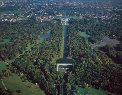 Barockkonst: Flygfoto över Nymphenburg Park 1600-talets München, Tyskland av German School