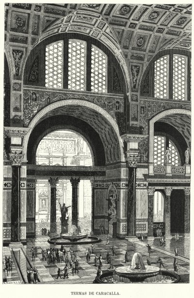 Caracalla-baden, Rom (litho) av German School
