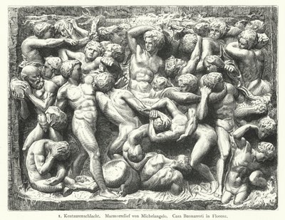 Battle of the Centaurs, marmorrelief av Michelangelo (gravyr) av German School