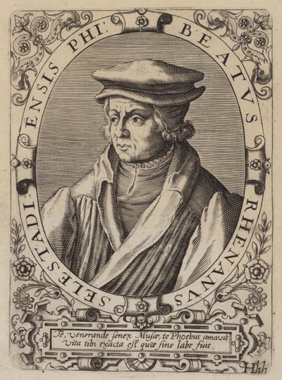 Beatus Rhenanus, tysk humanist, forskare och religiös reformator (gravyr) av German School