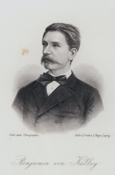 Beni Kallay, österrikisk-ungersk statsman (gravyr) av German School