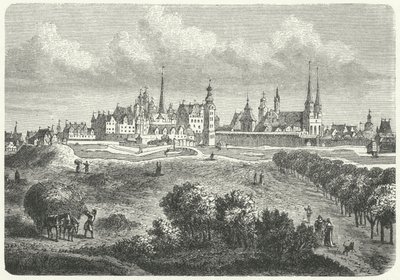 Berlin och Colln på 1600-talet (gravyr) av German School
