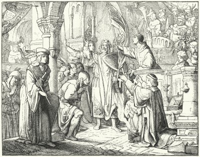 Bernard av Clairvaux predikar det andra korståget i Speyer, Tyskland av German School