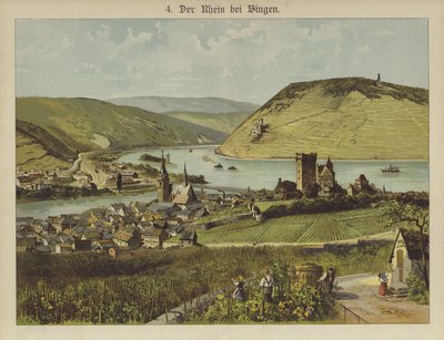 Bingen Am Rhein (färg litho) av German School