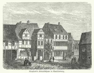 Födelseplats för poeten Friedrich Gottlieb Klopstock, Quedlinburg, Tyskland (gravyr) av German School