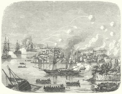 Bombardement av Kanton av det brittiska, andra opiumkriget av German School
