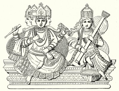 Brahma och Saraswati (gravyr) av German School