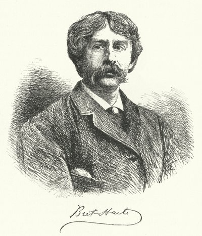 Bret Harte, amerikansk novellförfattare och poet (gravyr) av German School