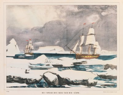 Brittisk polarforskare kapten Ross expedition till Antarktis, publicerad av J. Scholz, Mainz, mellan 1839-42 av German School