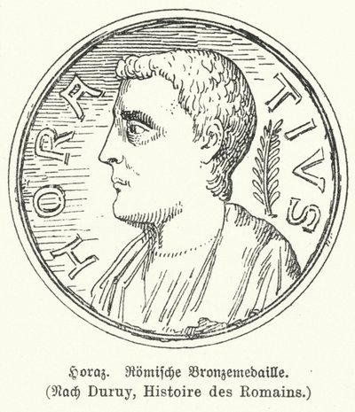 Bronsmedalj föreställande den romerske poeten Horace (litho) av German School