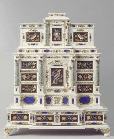 Skåp tillverkat i Augsburg, ca 1660-70 (inlagt trä) av German School