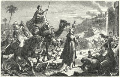 Kalifen Umar går in i Jerusalem, 637 (gravyr) av German School