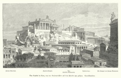 Capitoline Hill, antikens Rom (gravyr) av German School