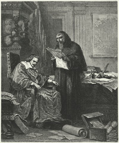 Kardinal Richelieu och hans förtrogne och agent Pere Joseph (gravyr) av German School