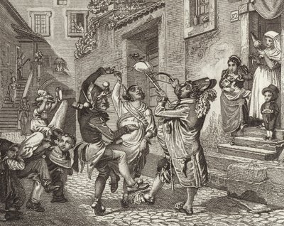 Karneval i Rom, Italien. Illustration för Bilder-Atlas (gravyr) av German School