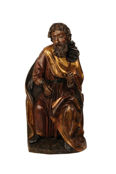 Ristade kalkträskulptur av en profet, Schwabisk ca 1500 (limewood) av German School