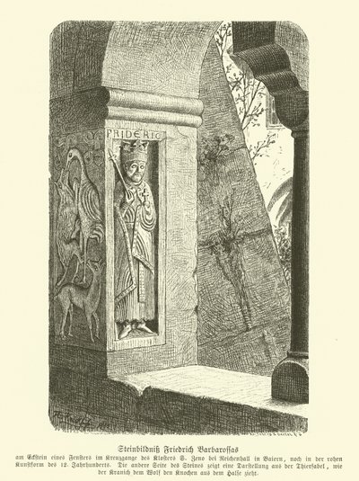 Ristade stenbild av Frederick Barbarossa, den helige romerske kejsaren (gravyr) av German School