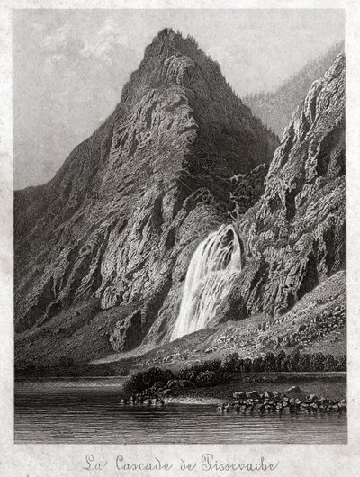 Cascade de Pissevache. (gravyr, cirka 1830) av German School