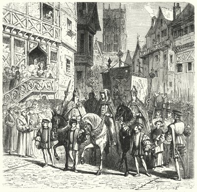Katolska prelater återvänder till England under Maria I:s regering (gravyr) av German School