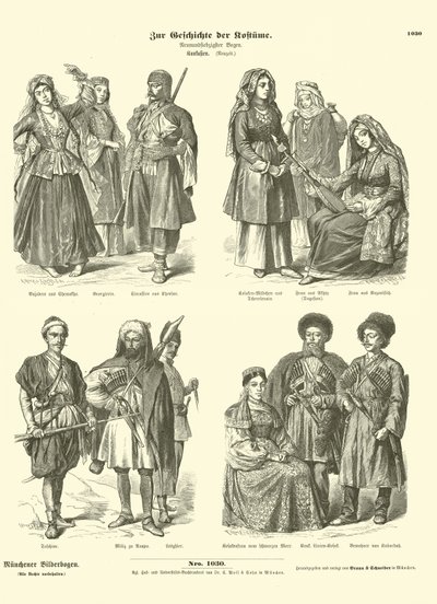 Kaukasiska dräkter, 1800-talet av German School