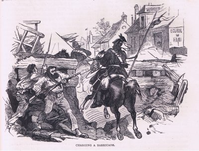 Charging a barricade, Cassells historia om kriget mellan Frankrike och Tyskland publicerad av Cassell and Company Limited, ca 1890 (litho) av German School