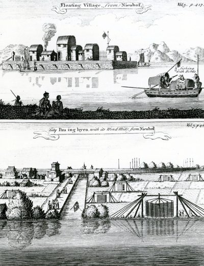 Kinesisk flytande by, 1600-talet av German School