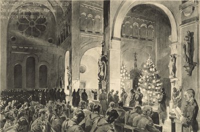 Julfirande i Flandern kyrka av German School