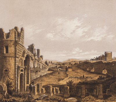 Maxentius cirkus, Rom (färglitografi) av German School