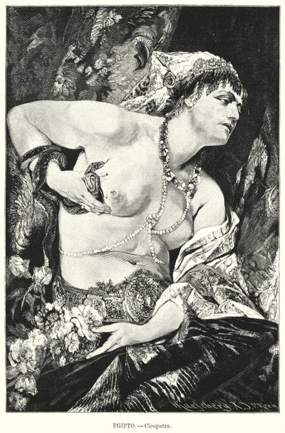 Cleopatra och aspen, forntida Egypten (litho) av German School