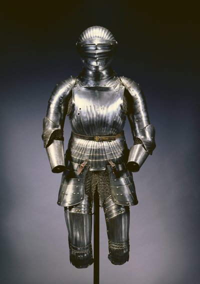 Stäng hjälm och partiell rustning i Maximiliansk stil, Nürnberg, ca 1525 av German School