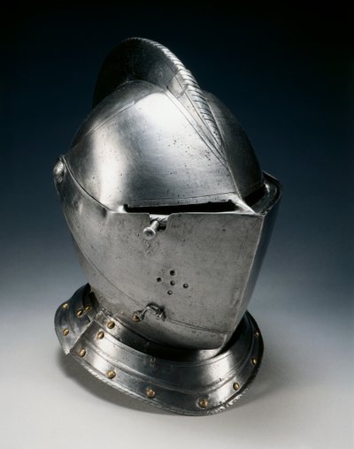 Stäng hjälm för fältet, c.1550-70 (stål, järn, läder & mässing) av German School