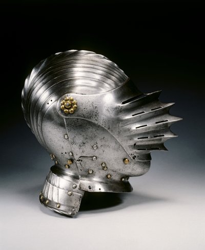Stänghjälm i Maximilian-stil, c.1520 (stål & mässing) av German School