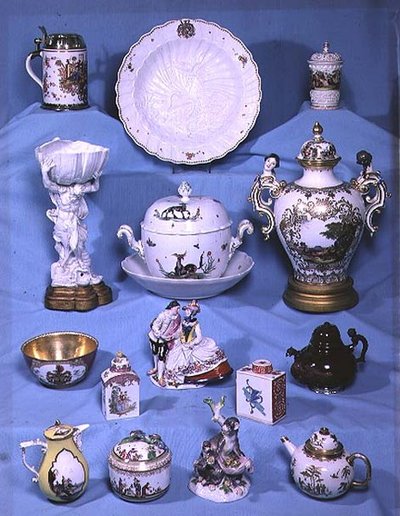 Samling av tidigt 1700-tals Meissen-porslin av German School