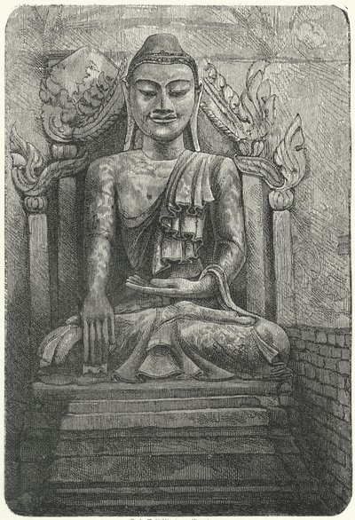 Kolossal staty av Buddha (gravyr) av German School