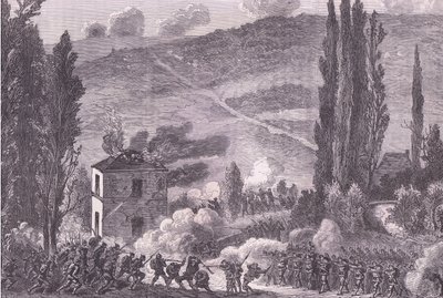 Combat at Chatillon, Cassells History of the War between France and Germany publicerad av Cassell and Company Limited, ca 1890 (litho) av German School