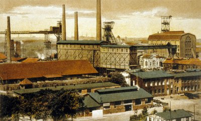 Concordia kolgruva, Oberhausen, Tyskland (färggravyr) av German School