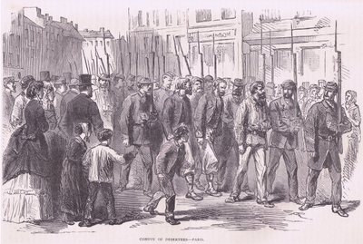 Konvoj av desertörer-Paris, Cassells historia om kriget mellan Frankrike och Tyskland publicerad av Cassell and Company Limited, ca 1890 (litho) av German School