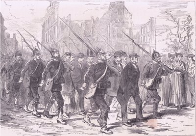 Konvoj av fångar, Cassells historia om kriget mellan Frankrike och Tyskland publicerad av Cassell and Company Limited, ca 1890 (litho) av German School