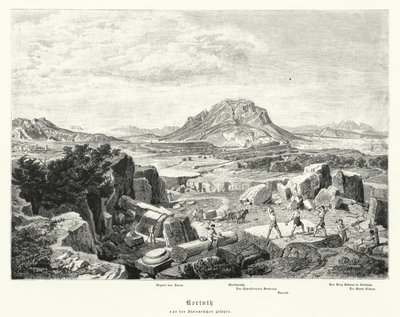 Korinth, antikens Grekland (gravyr) av German School