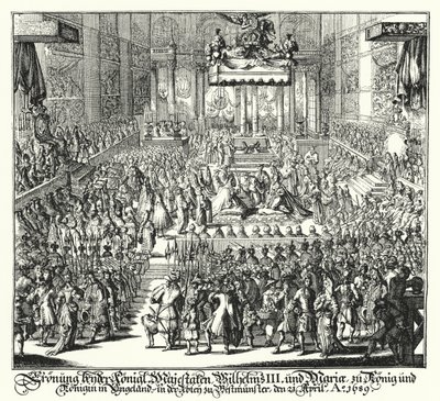 Kröning av kung William III och drottning Mary i Westminster Abbey av German School