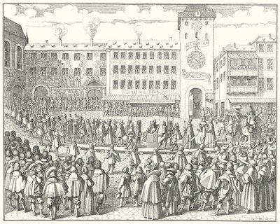 Kröningsprocession av Matthias, den helige romerske kejsaren 1612. av German School