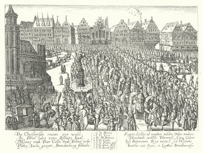 Kröningsprocession av den helige romerske kejsaren Ferdinand II, Frankfurt av German School
