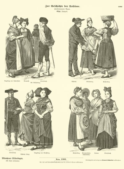 Kostymer från Alsace, 1800-talet av German School