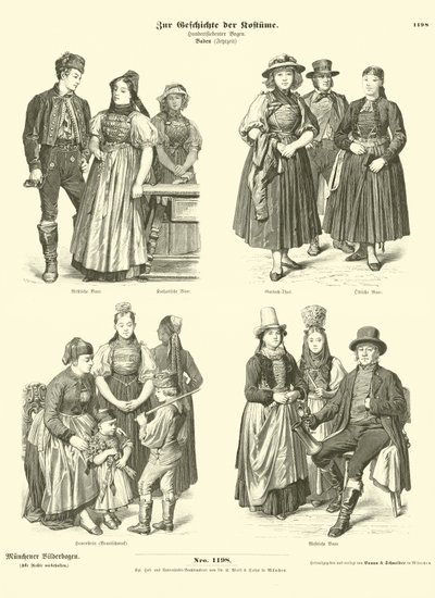 Kostymer från Baden, Tyskland, 1800-talet av German School